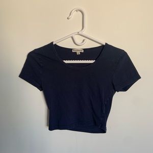 cropped navy shirt